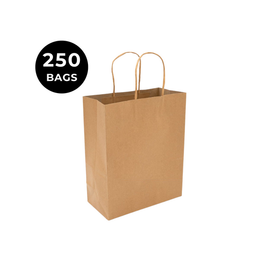 Case - 250 bags - 10x5x13 inch Brown Paper Bags with Handles